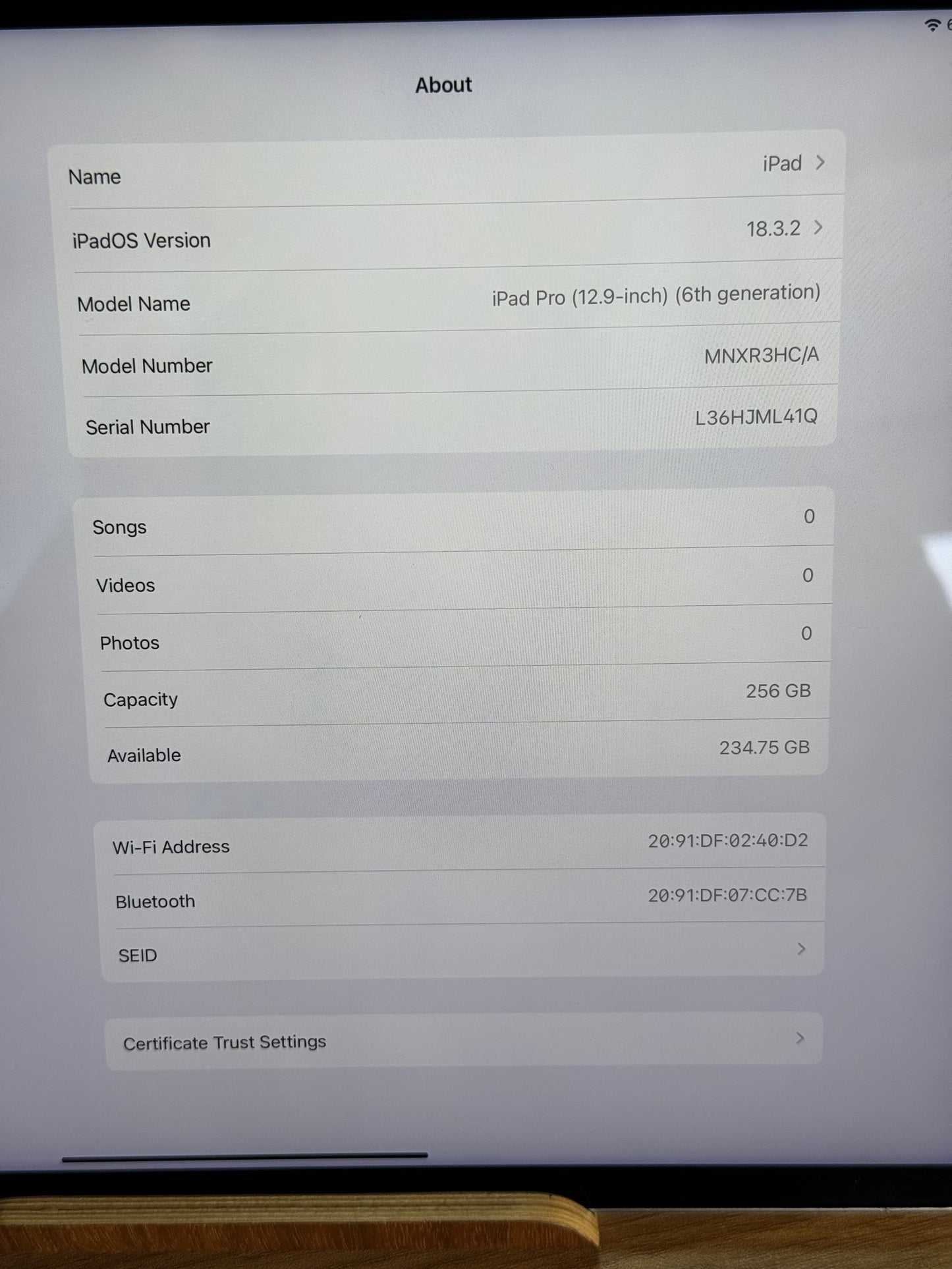 Pre-owned 12.9" iPad Pro (Wi-Fi , 256gb) 6th Generation - A-grade